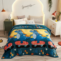 HKM-467603 Thickened Cloud Mink Velvet Double Printed Blanket - Floral and Plant Design
