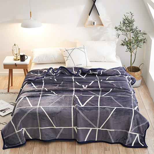 HKM-467603 Thickened Cloud Mink Velvet Double Printed Blanket - Floral and Plant Design