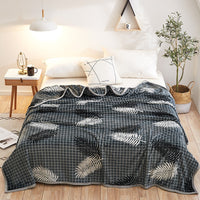 HKM-467603 Thickened Cloud Mink Velvet Double Printed Blanket - Floral and Plant Design