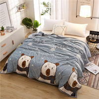 HKM-467603 Thickened Cloud Mink Velvet Double Printed Blanket - Floral and Plant Design