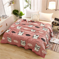 HKM-467603 Thickened Cloud Mink Velvet Double Printed Blanket - Floral and Plant Design