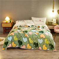 HKM-467603 Thickened Cloud Mink Velvet Double Printed Blanket - Floral and Plant Design