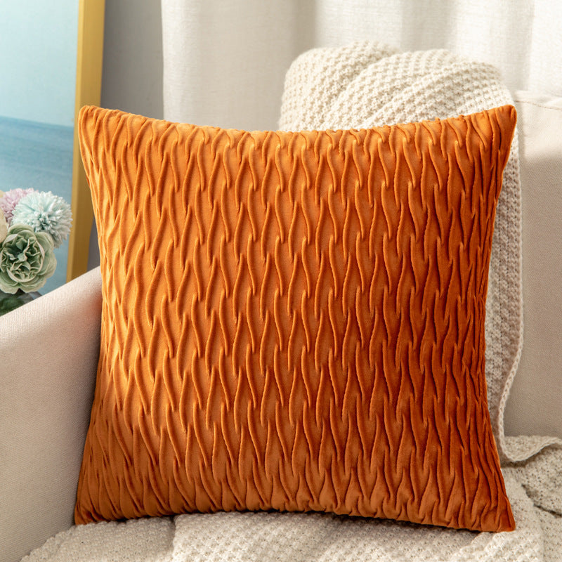 HKM-467667 Solid Color Velvet Embossed Pillowcase for Modern Living Room - 45x45cm