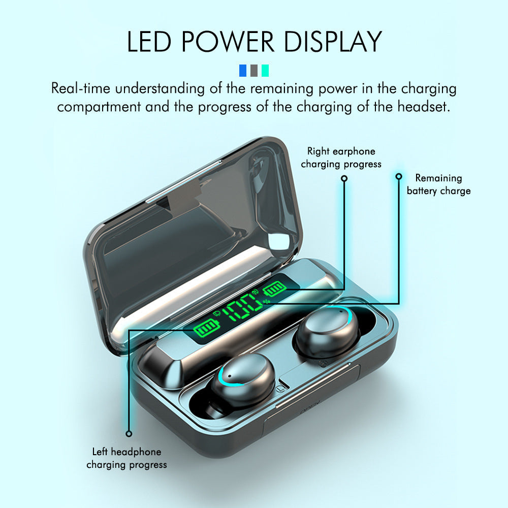 HKM-467667 Wireless Outdoor Sports Headset with LED Power Display and Bluetooth 5.0, Perfect for Smartphones and Smart Devices