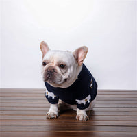 HKM-467859 Cozy Cotton Velvet Print Sweater for Small Dogs in Grey Blue