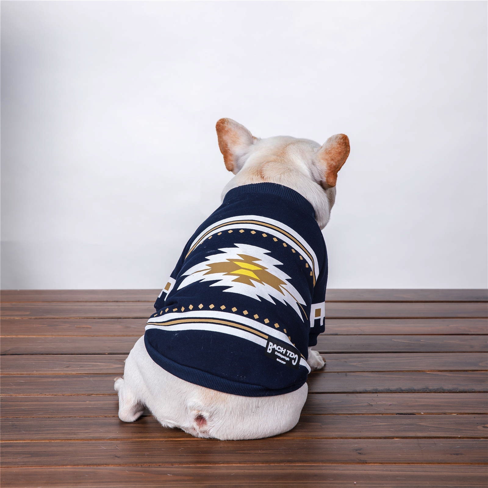 HKM-467859 Cozy Cotton Velvet Print Sweater for Small Dogs in Grey Blue