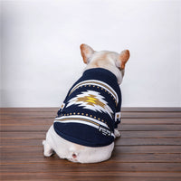 HKM-467859 Cozy Cotton Velvet Print Sweater for Small Dogs in Grey Blue