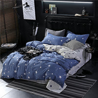 HKM-467923 Brushed Aloe Cotton Four-Piece Quilt Cover Set with Plant and Flower Patterns for 1.2m to 2.2m Beds