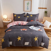 HKM-467923 Brushed Aloe Cotton Four-Piece Quilt Cover Set with Plant and Flower Patterns for 1.2m to 2.2m Beds