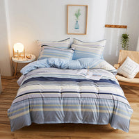 HKM-467923 Brushed Aloe Cotton Four-Piece Quilt Cover Set with Plant and Flower Patterns for 1.2m to 2.2m Beds