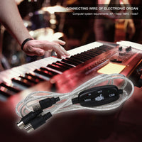 HKM-468115 USB to MIDI Electronic Keyboard Adapter Cable for Computer Music Editing - 2 Meters Long