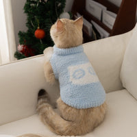 HKM-468243 Cozy Owl Pattern Pet Sweater for Cats and Small Dogs - Soft Pullover for Winter Warmth