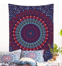 HKM-468307 Blue Vanitas Mandala Wall Tapestry - 100% Polyester Fabric