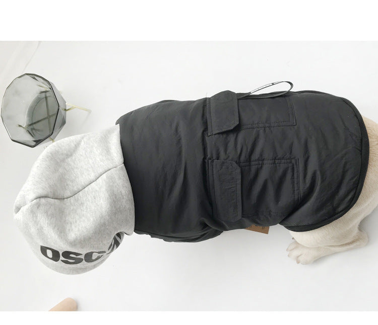 HKM-468371 Cute Two-Legged Pet Clothing for Cats & Small Dogs - Rainproof Silk, Soft Fabric, Available in Black & Red, Sizes M-4XL