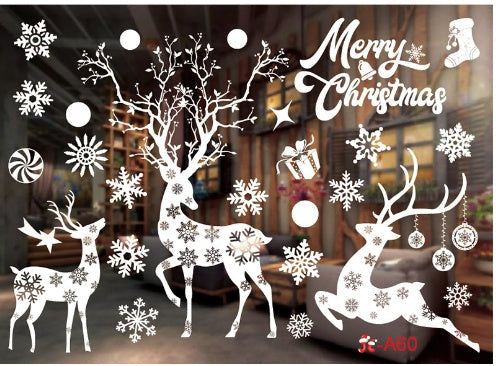 HKM-468371 Festive PVC Christmas Window Stickers - 50cm x 35.3cm, Easy to Apply