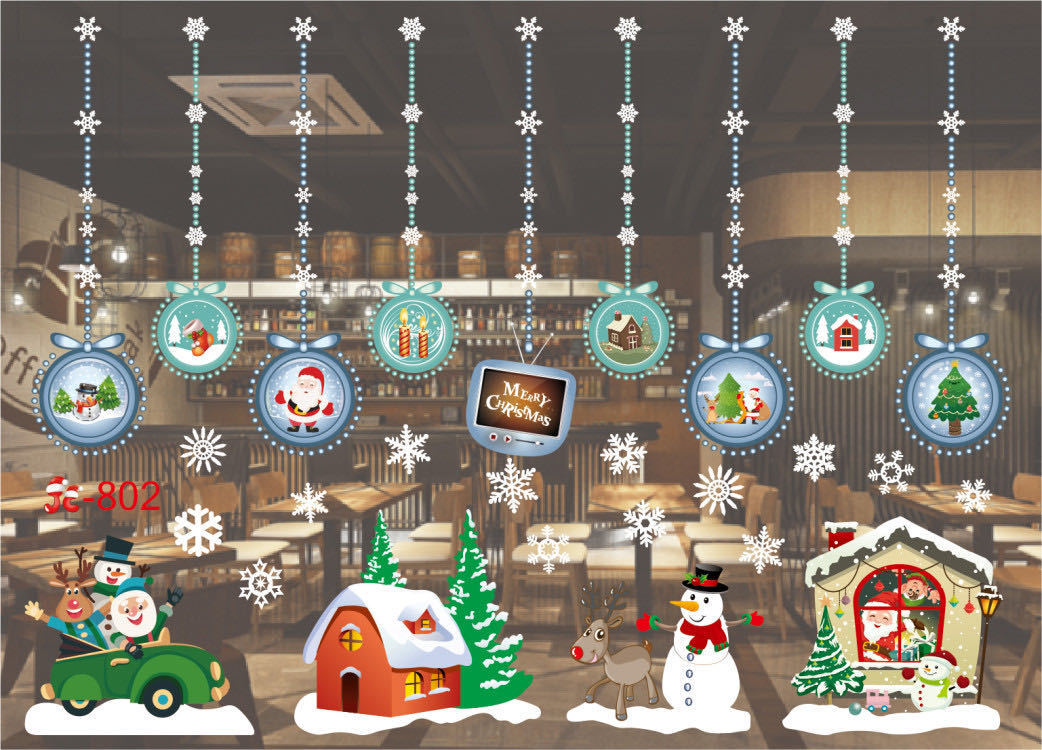 HKM-468371 Festive PVC Christmas Window Stickers - 50cm x 35.3cm, Easy to Apply