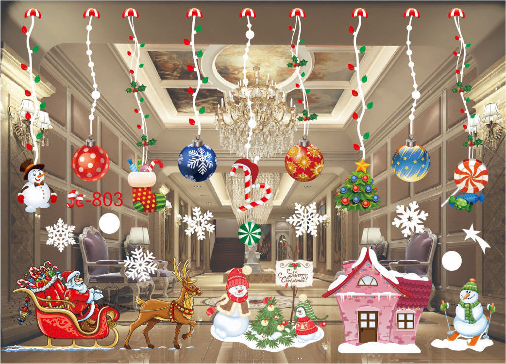 HKM-468371 Festive PVC Christmas Window Stickers - 50cm x 35.3cm, Easy to Apply