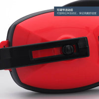 HKM-468435 Red Noise Reduction Earmuffs for Industrial Use, Sound Insulation, Comfortable Head Wear, Durable Plastic/ABS