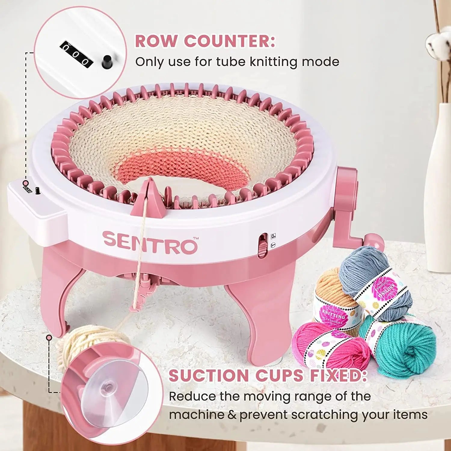 HKM-468435 Sentro 48-Needle Knitting Machine for Creating Scarves, Hats, and More