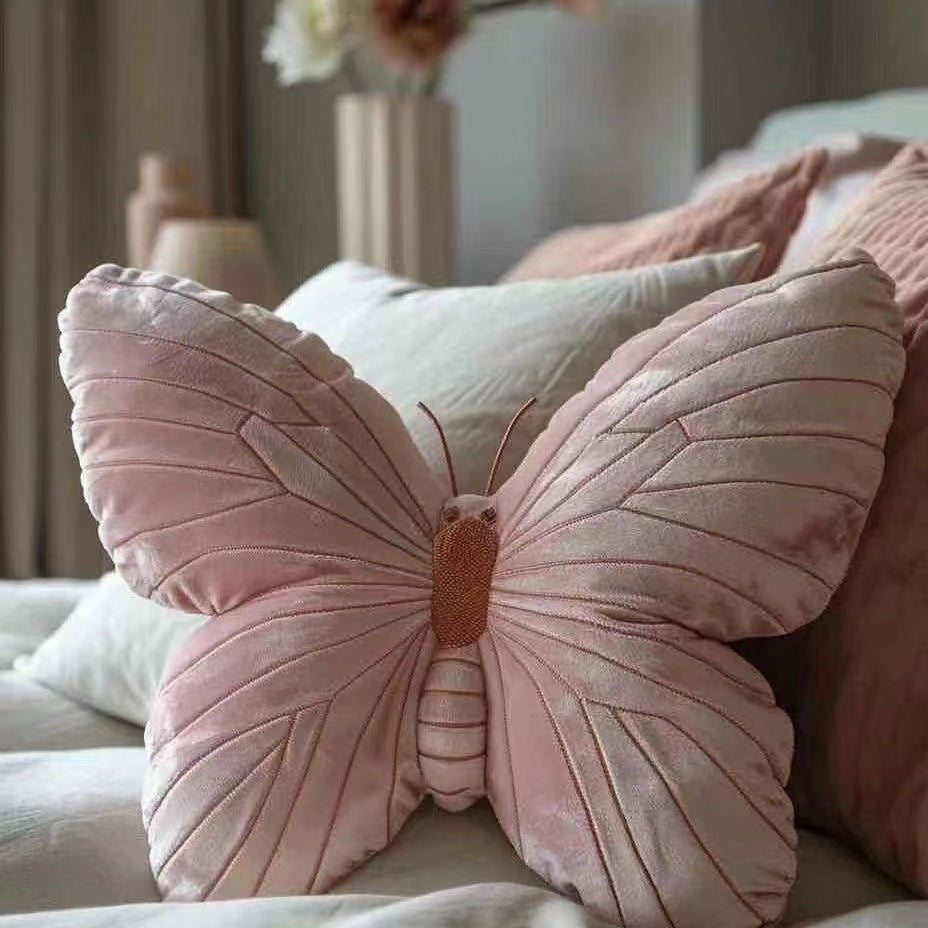 HKM-468563 Soft Pink Butterfly and Moth Pillow 30cm Cushion for Youth