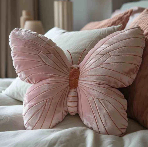 HKM-468563 Soft Pink Butterfly and Moth Pillow 30cm Cushion for Youth