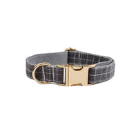HKM-468627 Gray Plaid Flannel Pet Collar and Leash Set with Bow and Vest