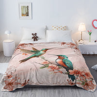 HKM-468755 Soft Floral Fleece Throw Blanket - Perfect for Couch, Camping, and Office Use in Multiple Sizes