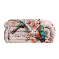 HKM-468755 Soft Floral Fleece Throw Blanket - Perfect for Couch, Camping, and Office Use in Multiple Sizes