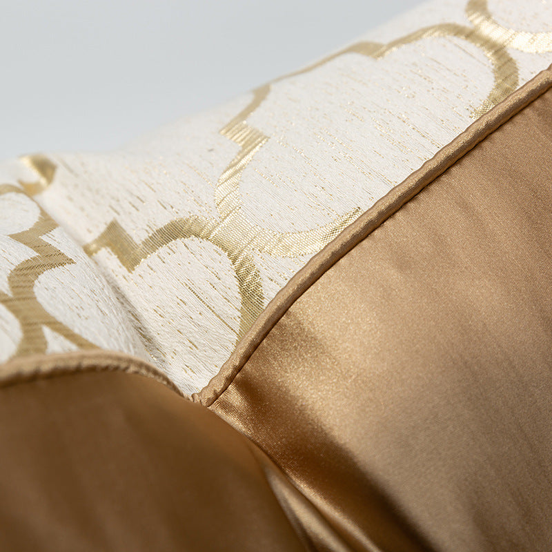 HKM-468883 Diamond-Shaped Champagne Gold Pillowcase, 45x45cm Polyester, Lattice Design for Bedroom