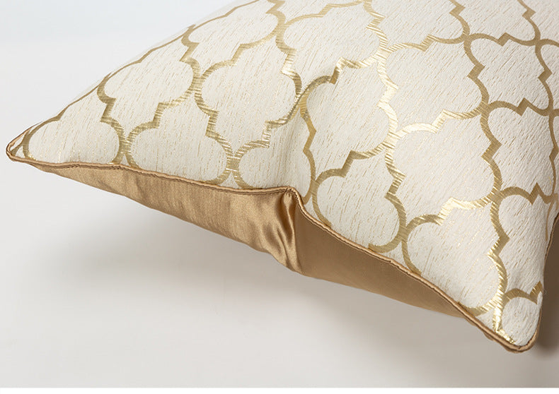 HKM-468883 Diamond-Shaped Champagne Gold Pillowcase, 45x45cm Polyester, Lattice Design for Bedroom