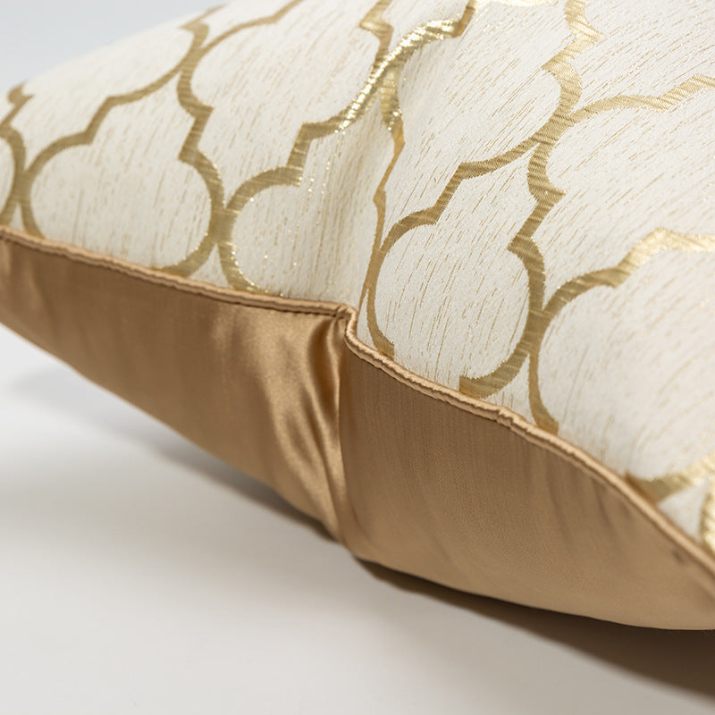 HKM-468883 Diamond-Shaped Champagne Gold Pillowcase, 45x45cm Polyester, Lattice Design for Bedroom