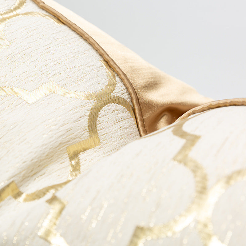 HKM-468883 Diamond-Shaped Champagne Gold Pillowcase, 45x45cm Polyester, Lattice Design for Bedroom