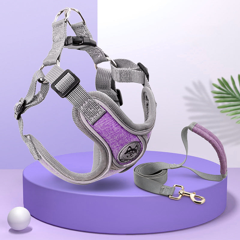 HKM-468947 Adjustable Dog Walking Harness and Leash Set for Small and Medium Breeds - Available in Multiple Colors