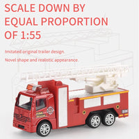 HKM-469011 1:55 Scale Pull Back Diecast Toy Truck Collection - Metal Firetruck & Tractor Model for Kids