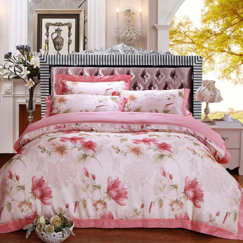 HKM-469075 Delicate Cotton Jacquard Bedding Set - 4 Pieces, Smooth & Breathable Design