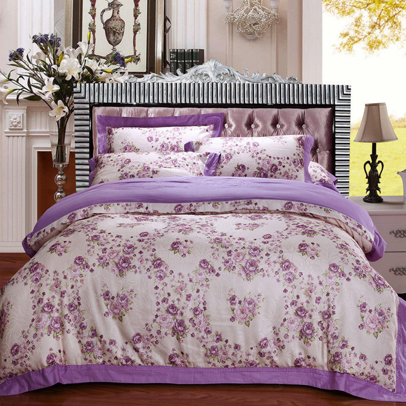 HKM-469075 Delicate Cotton Jacquard Bedding Set - 4 Pieces, Smooth & Breathable Design