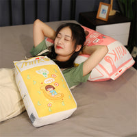 HKM-469075 Milk Carton Plush Pillow - Soft Cartoon Cushion in Strawberry, Original, and Banana Flavors