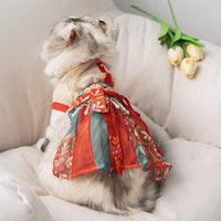 HKM-469331 Princess Style Red Cat Skirt Hanfu - Anti Hair Loss Pet Clothing (S-XXL)