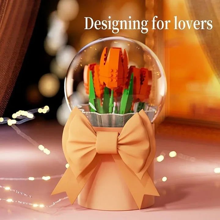 Creative Mini Particle Flower Building Block Set - 50 Pieces, Modern Design, Ideal for Ages 2 and Up