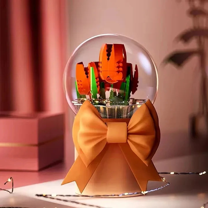 Creative Mini Particle Flower Building Block Set - 50 Pieces, Modern Design, Ideal for Ages 2 and Up