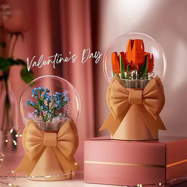 Creative Mini Particle Flower Building Block Set - 50 Pieces, Modern Design, Ideal for Ages 2 and Up