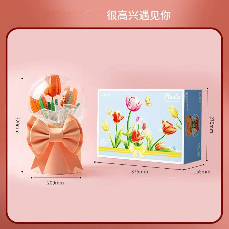 Creative Mini Particle Flower Building Block Set - 50 Pieces, Modern Design, Ideal for Ages 2 and Up