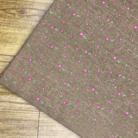 HKM-469587 Digital Printed Linen Cotton Fabric - Two-Tone Floral Design, 55% Linen, 45% Cotton, 310 g/㎡, 152 cm Width, 10 m Length