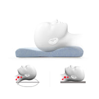 HKM-469587 Memory Foam Children's Low Pillow with Long-Staple Cotton Cover - Sky Blue Rectangular Design