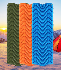 HKM-469587 Ultra-Light Portable Inflatable Sleeping Pad - Moisture-Proof Nylon Cushion for Camping (181 x 61 x 6.3 cm)