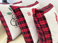 HKM-469715 Christmas Embroidery Pillow Cover featuring Santa Claus and Deer - 45x45cm Polyester Fiber Cushion