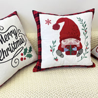 HKM-469715 Christmas Embroidery Pillow Cover featuring Santa Claus and Deer - 45x45cm Polyester Fiber Cushion