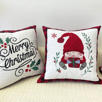 HKM-469715 Christmas Embroidery Pillow Cover featuring Santa Claus and Deer - 45x45cm Polyester Fiber Cushion