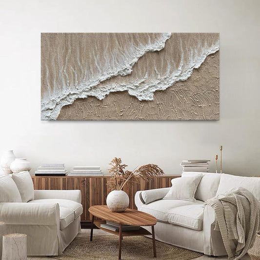 HKM-469843 Handmade Large Abstract Oil Painting - Brown Textured Landscape Art for Living Room Decoration