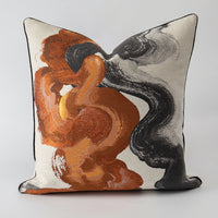 HKM-469907 Modern Chinese Style Cushion Cover - Fashion Print in Ink Orange and Ink Green